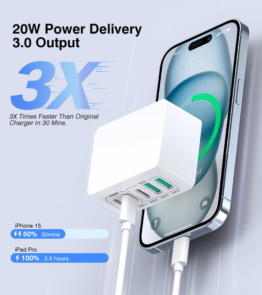 Multi Port Charger Compatible With Apple And Samsung Phones 2C 2A Charging Head 4port Charger